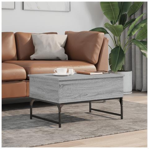 Tavolino Salotto Grigio Sonoma 70x50x40 Cm Multistrato Metallo - Foto 3