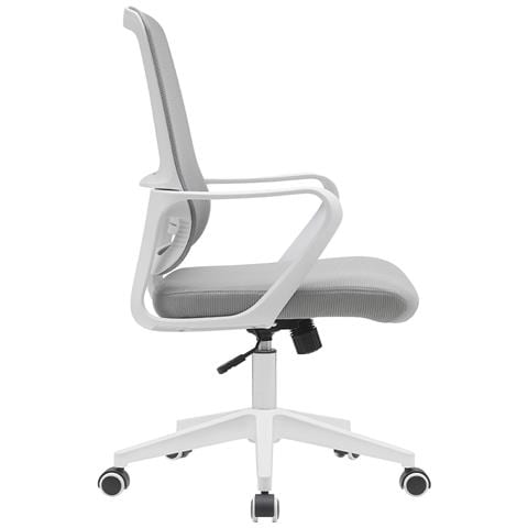 Sedia Da Ufficio Grigio E Bianco Poltrona Scrivania Girevole Regolabile 98-108cm - Foto 2