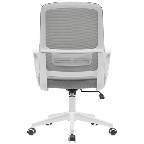 Sedia Da Ufficio Grigio E Bianco Poltrona Scrivania Girevole Regolabile 98-108cm - Foto 4