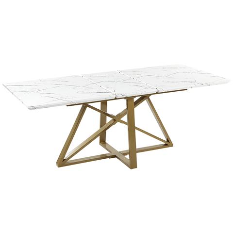Tavolo Da Pranzo Estensibile Effetto Marmo Bianco E Oro 160/200 X 90 Cm Maximus - Foto 7