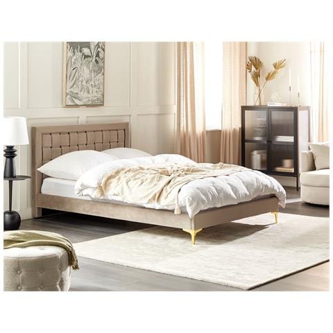 Letto Velluto Limoux 140 X 200 Cm Tortora - Foto 1
