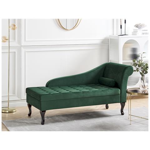 Chaise Longue In Velluto Beliani – Versione Destra – Colore Verde Acqua – Stile Glamour Con Cuscino Incluso - 5