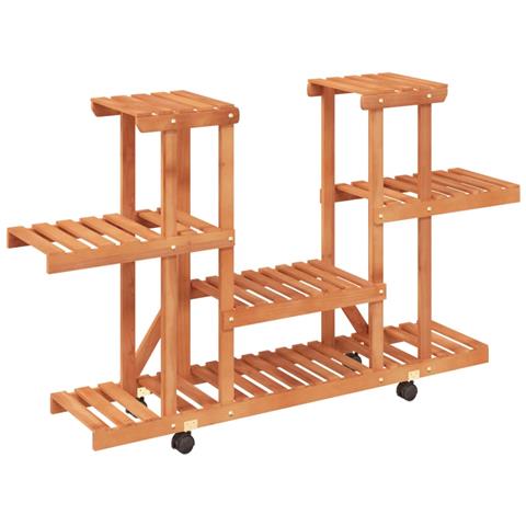 Portafiori Con Ruote 110x25x78 Cm In Legno Massello Di Abete - Foto 2
