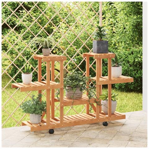 Portafiori Con Ruote 110x25x78 Cm In Legno Massello Di Abete - Foto 1