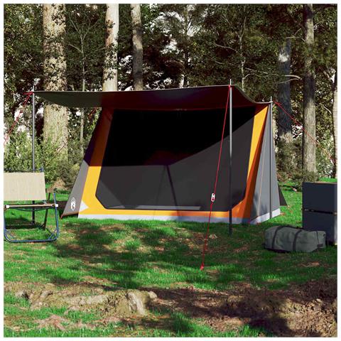 Tenda Da Campeggio 2 Persone Grigio E Arancione Impermeabile - Foto 10