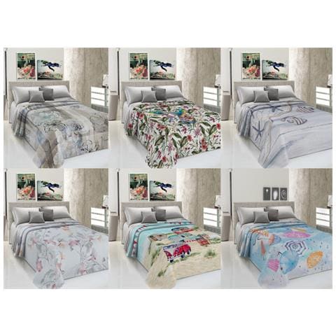 Lenzuolo Copriletto Estivo Stampa Digitale 100% Cotone Made Italy Vari Disegni Matrimoniale Furgoncini - Foto 2