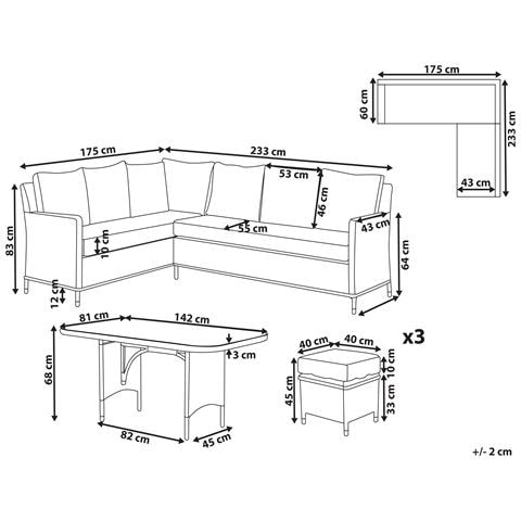 Set Da Giardino 9 Posti Rattan Grigio Lacona - Foto 7