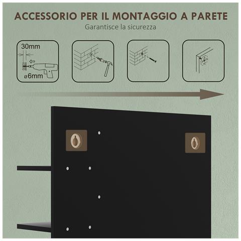 Specchiera Bagno Moderna Da Parete A 4 Ripiani In Legno, 45x15x58.5cm, Nero - Foto 6