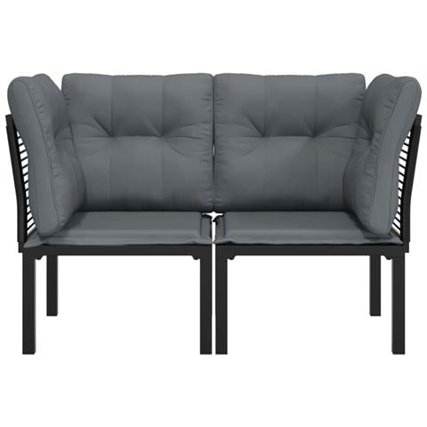 Poltrone Angolari Giardino Cuscini 2pz Polyrattan Nero E Grigio - Foto 2