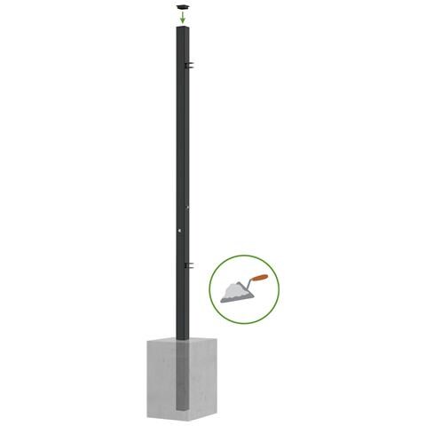 Set 2 Pali In Ferro Dario 6x6cm H. 230cm Nero Opaco - Foto 2