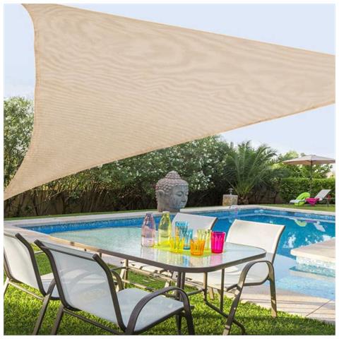 Vela Telo Parasole 3x3mt Tenda Triangolare Ombreggiante Giardino Tessuto Beige - Foto 1