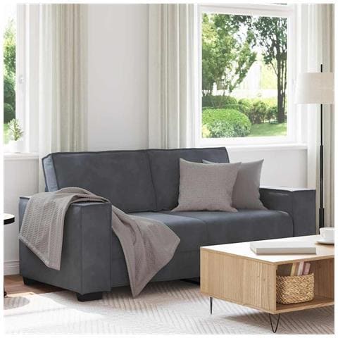 Divano a 2 Posti grigio scuro140 cm in Velluto - Foto 2