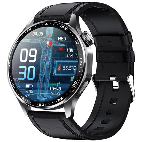 Smartwatch Con Ecg, Cardiofrequenzimetro, Pressione Sanguigna E Contapassi Black Leather Strap - Foto 13