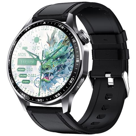 Smartwatch Con Ecg, Cardiofrequenzimetro, Pressione Sanguigna E Contapassi Black Leather Strap - Foto 1