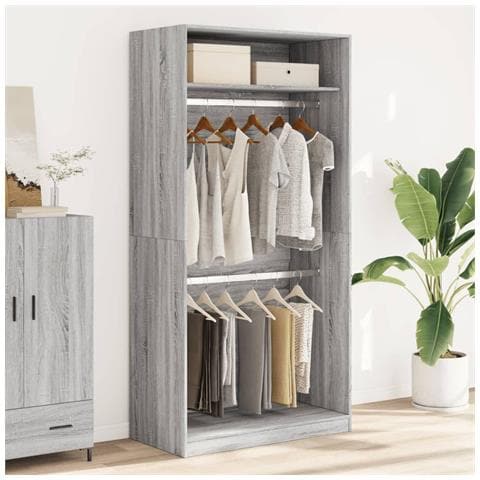 Armadio Grigio Sonoma 100x50x200 Cm In Legno Multistrato - Foto 3
