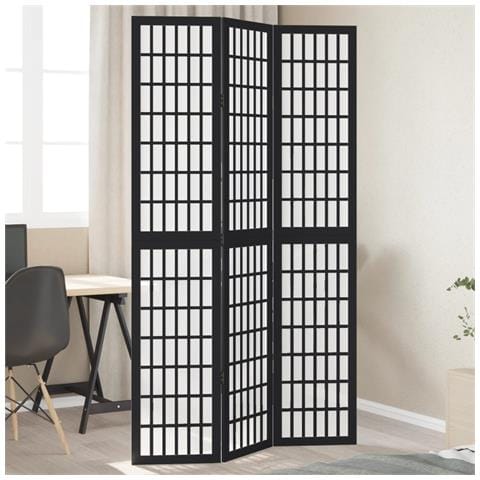 Divisorio Ambienti 3 Pannelli Nero Legno Massello Di Paulownia - Foto 1