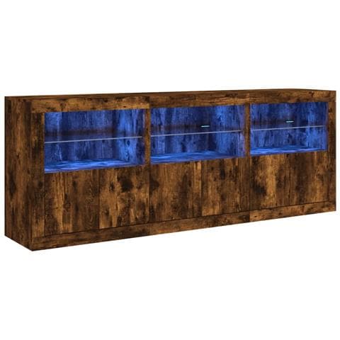 Credenza Con Luci Led Rovere Fumo 181,5x37x67 Cm - Foto 2