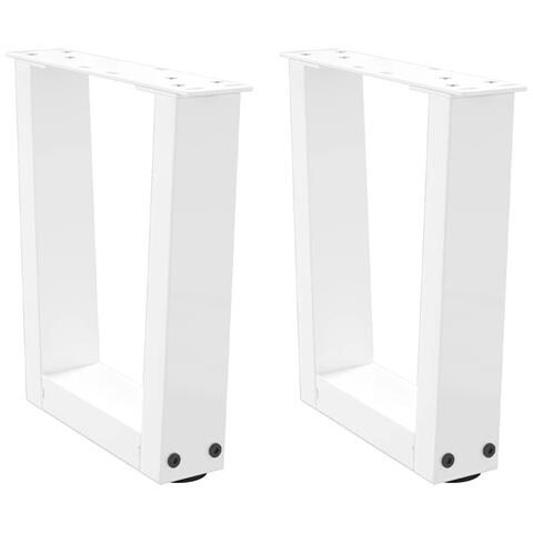 Gambe Per Tavolo Pranzo A V 2 Pz Bianco 30x(30-31,3)cm Acciaio - Foto 1