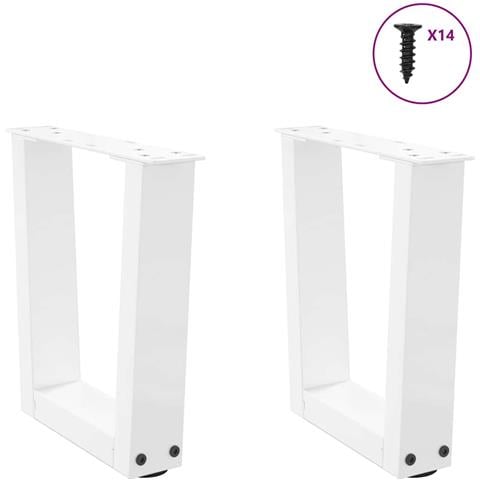 Gambe Per Tavolo Pranzo A V 2 Pz Bianco 30x(30-31,3)cm Acciaio - Foto 3