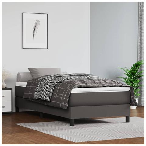 Materasso A Molle Grigio 120x190x20 Cm In Similpelle - Foto 1