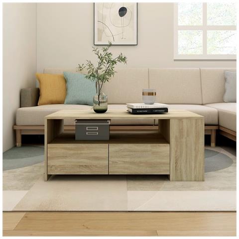 Lusso Casadino -  Tavolino Da Salotto Rovere Sonoma 102x55x42cm Legno Compensato - Foto 8