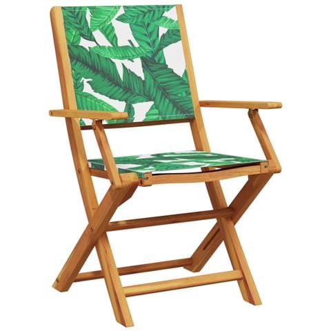 Sedie Da Giardino Pieghevoli 6pz Verde Tessuto E Legno Massello - Foto 2