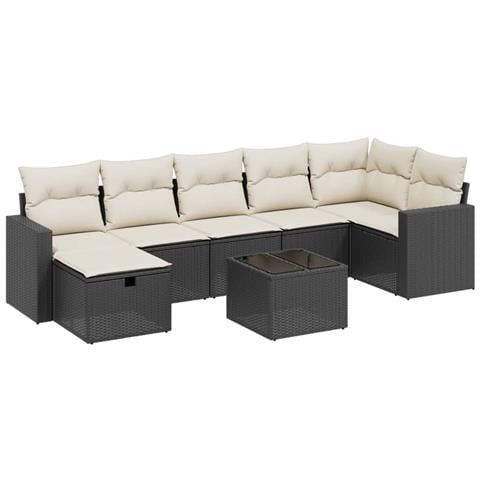 Set Divani da Giardino con Cuscini 8 pz Nero in Polyrattan - Foto 1