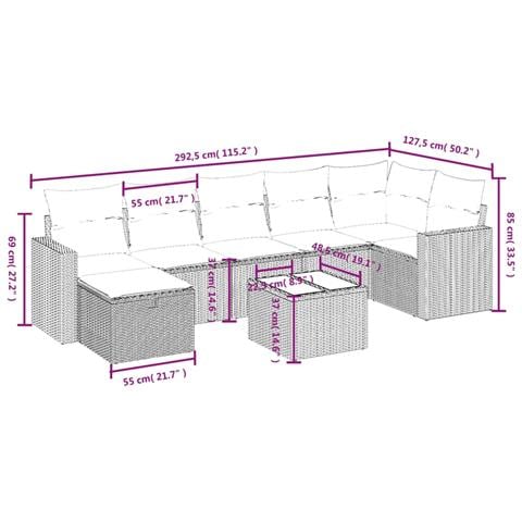 Set Divani da Giardino con Cuscini 8 pz Nero in Polyrattan - Foto 4