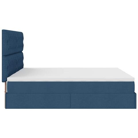 Struttura Letto Pouf con Materassi Blu 200x200 cm in Tessuto - Foto 9