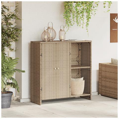 Armadio per stoccaggio  Beige 100x36x102 cm in Rattan - Foto 2