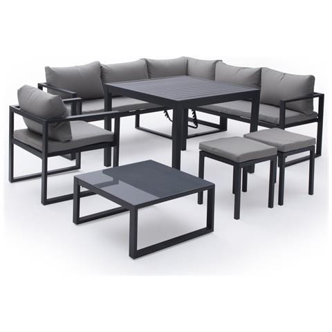 Set Di Mobili Da Giardino Modulari Ibiza In Tessuto Grigio Con 7 Sedute - Alluminio Antracite - Foto 1