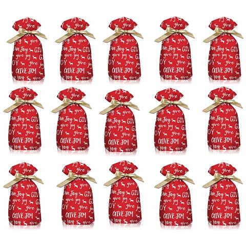 Sacchetti Di Natale Rossi - Sacchetti Regalo Condivisione Gioia 12x17cm (confezione Da 50) Con Coulisse - Foto 1