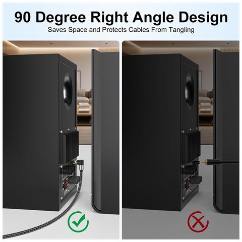 Cavo Audio Coassiale Digitale Ad Angolo Retto - Connessione Tv, Spdif 5.1 Canali Rca  3 M - Foto 2