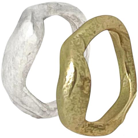 Coppia Di Anelli Acque Miste, Argento 10µ E Placcati Oro - Foto 1