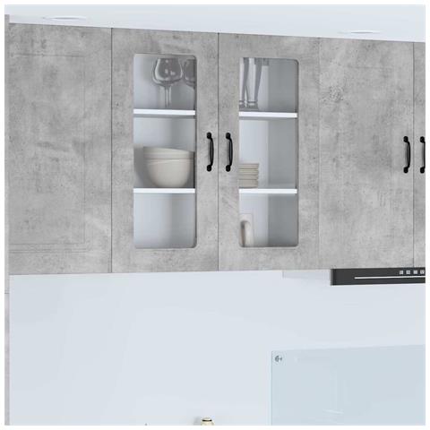 Pensile cucina Grigio cemento 80 x 31 x 80 cm Legno multistrato - Foto 2