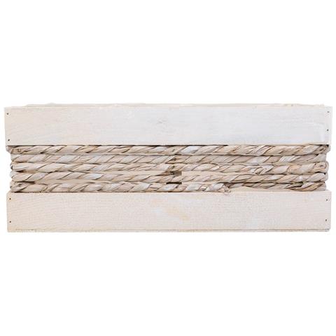 Cesto In Legno E Corda Bianco 35x25x12/31h - Foto 2
