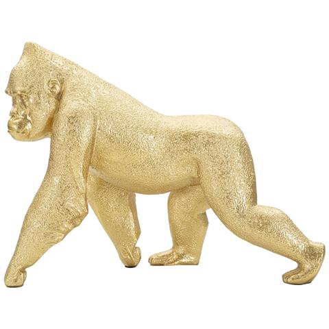 Scultura Gorilla Decorativo In Resina Dorata Vista Frontale - Foto 1