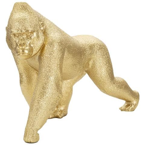Scultura Gorilla Decorativo In Resina Dorata Vista Frontale - Foto 2