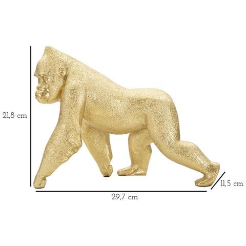 Scultura Gorilla Decorativo In Resina Dorata Vista Frontale - Foto 6