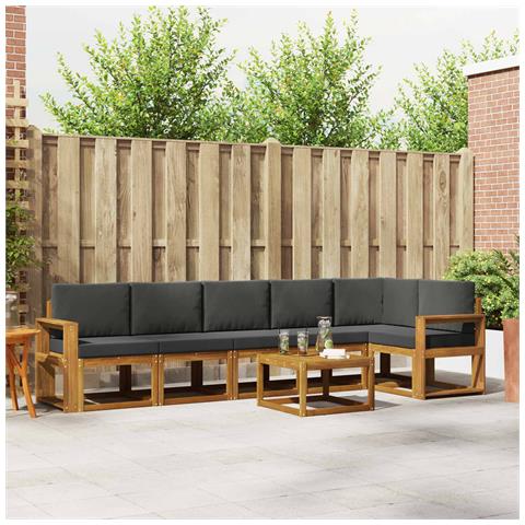 Set di divani da esterno con cuscino 7 pcs Naturale e Antracite - Foto 2