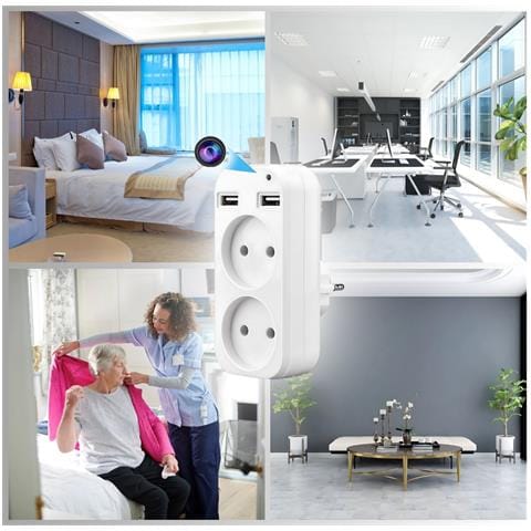 Multipresa Con Telecamera Wifi 4k / 1080p - Ciabatta Telecamera Con Rilevazione Movimento, Controllo App Lookcam, 24/7 - Sorveglianza Discreta Per Ufficio E Casa - Foto 1