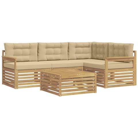 Set di divani da esterno 6 pcs Bianco e Beige Poliestere - Foto 1