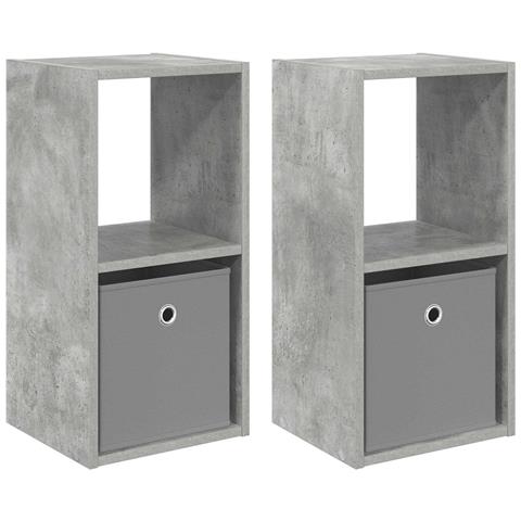 Comodino con cassetto 2 pcs Grigio cemento 30,5 x 27 x 59,5 cm - Foto 1