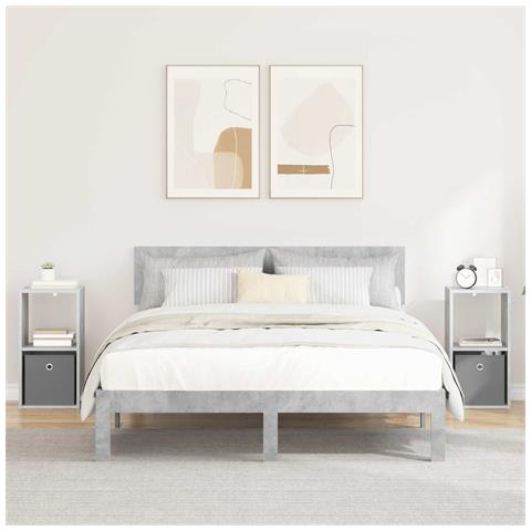 Comodino con cassetto 2 pcs Grigio cemento 30,5 x 27 x 59,5 cm - Foto 2