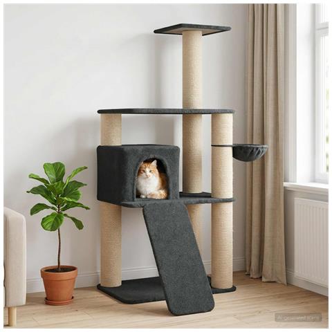 Albero per gatti con pali per graffiare in sisal Grigio Scuro - Foto 2