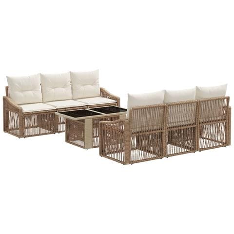 Set Divano da Giardino 7 pz Beige e Bianco Crema polyrattan - Foto 1