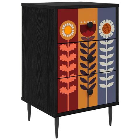Armadio da Notte ESSEN Rovere Nero 36 x 33 x 61 cm - Foto 1