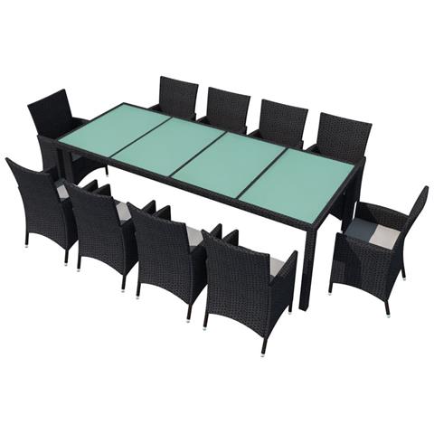 21 Pz Set Mobili Da Giardino In Polirattan Nero - Foto 1