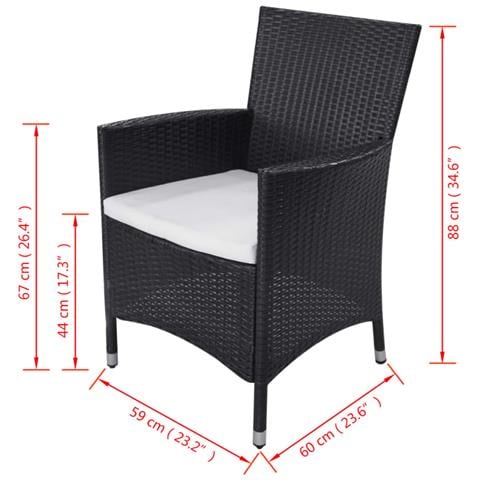 21 Pz Set Mobili Da Giardino In Polirattan Nero - Foto 2