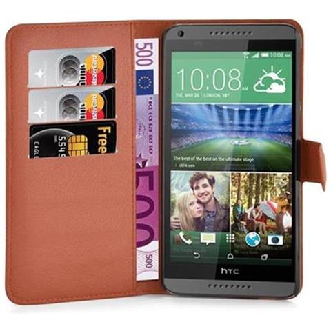 Custodia Compatibile Con Htc Desire 820 In Marrone Pastello - Coperchio Protettiva Con Chiusura Magnetica, Funzione Stand E Tasca Per Le Carte - Foto 2